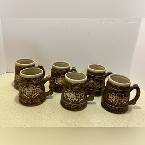 Awesome 1950s Set of 6 MCM Treasure Craft Style Beer Steins Made in Japan